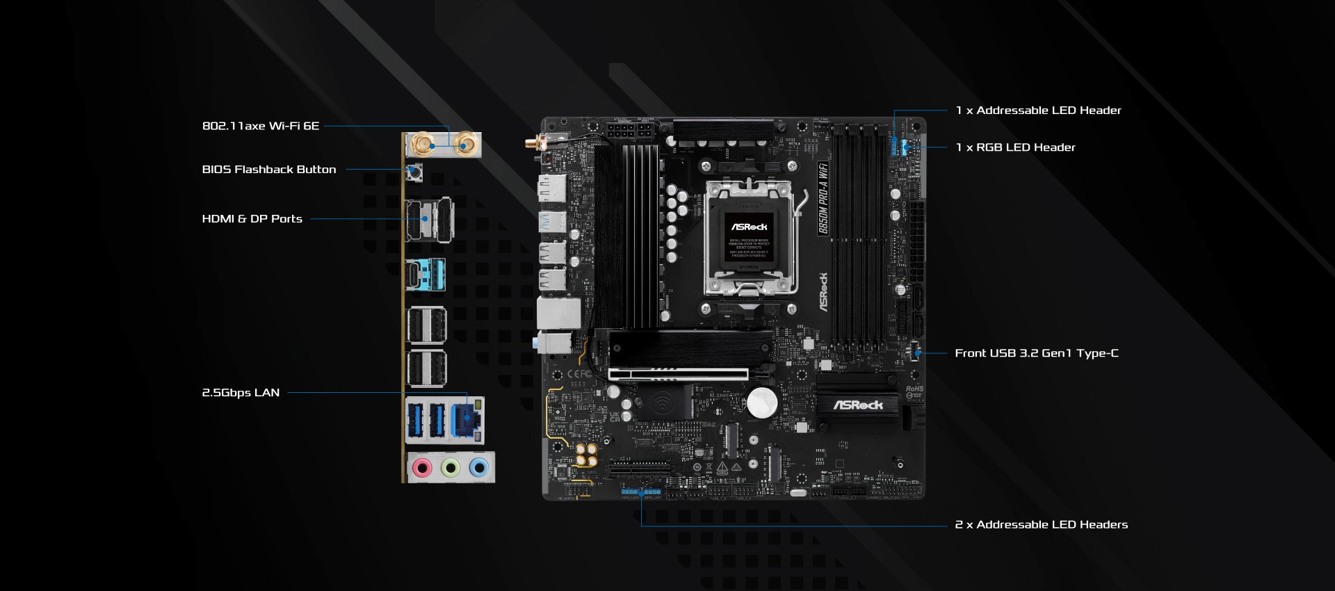 ASRock B850M PRO-A WIFI AM5 Micro ATX Motherboard - Newegg.com